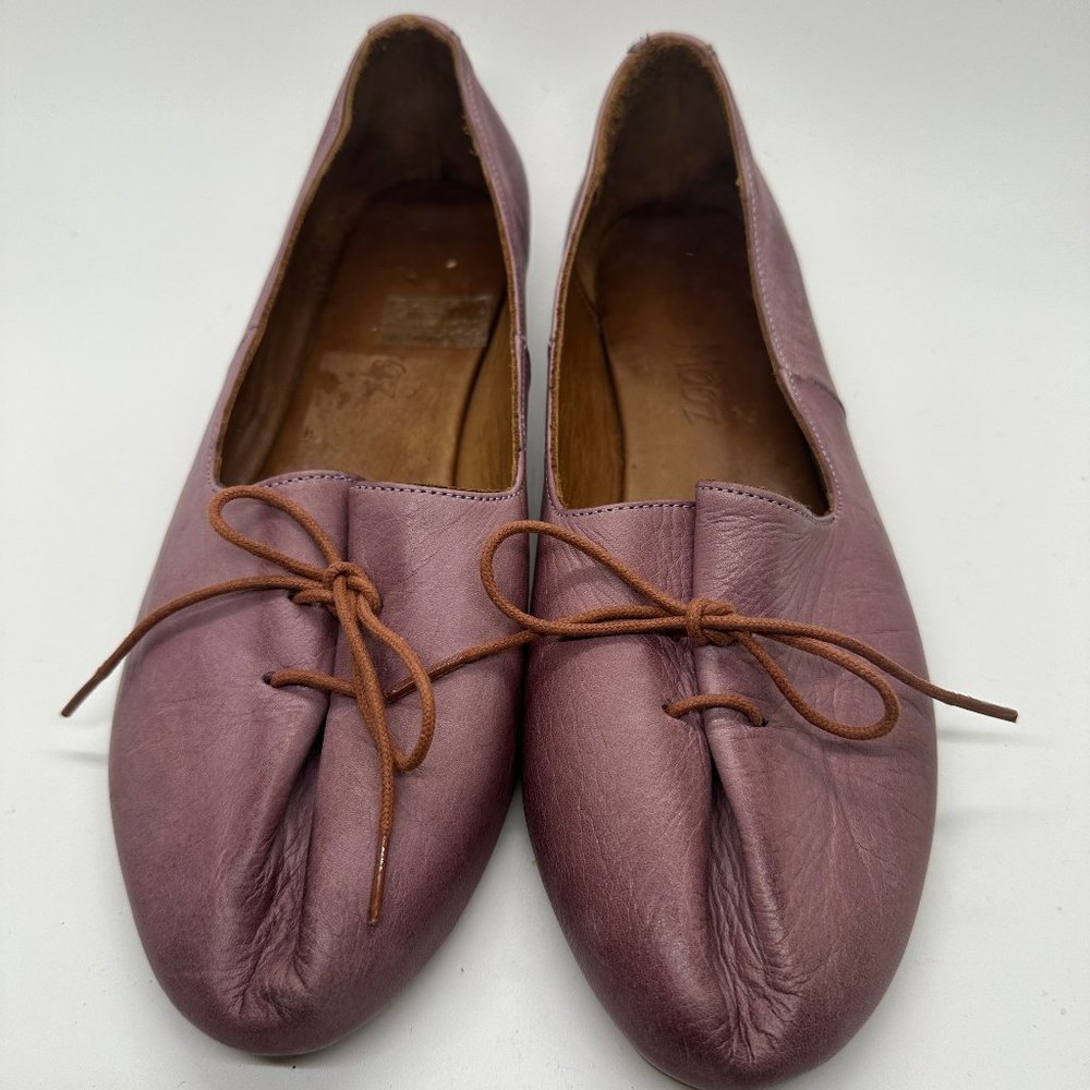 Miz Mooz Mauve Leather Lace-Front Flats